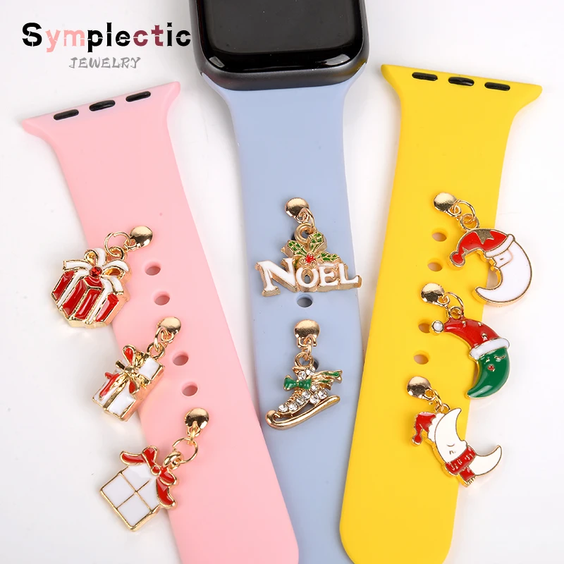 Christmas Decorative Charms For Apple Watch Band Silicone Bracelet Metal Paw Decorative Nails for iwatch Sport Strap Accessories