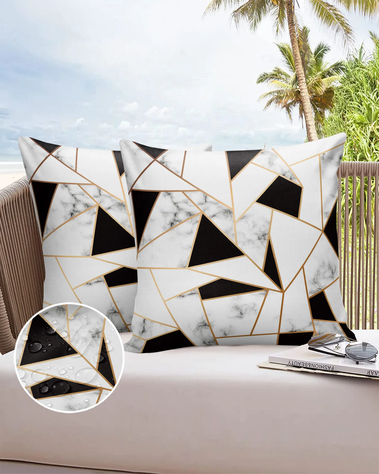 

Marble Texture Geometric Sofa Double-sided Printing Pillow Covers 30 X 50cm Waterproof Square Pillowcase for Bedroom