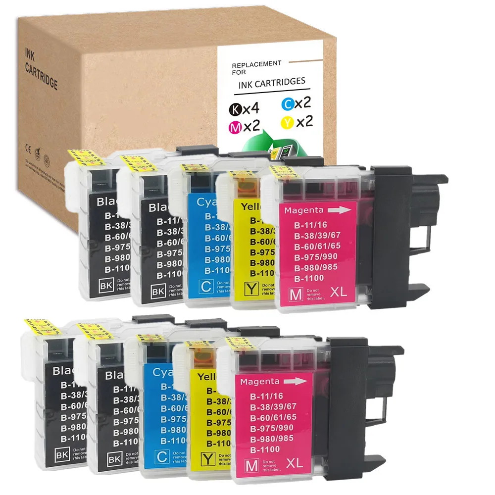 Для Brother LC975 LC980 LC985 LC990 LC1100 Чернила DCP-145C 163C 165C 167C 185C 195C 365CN 373CW 375CW 377CW 383C 385C 387C 395CN