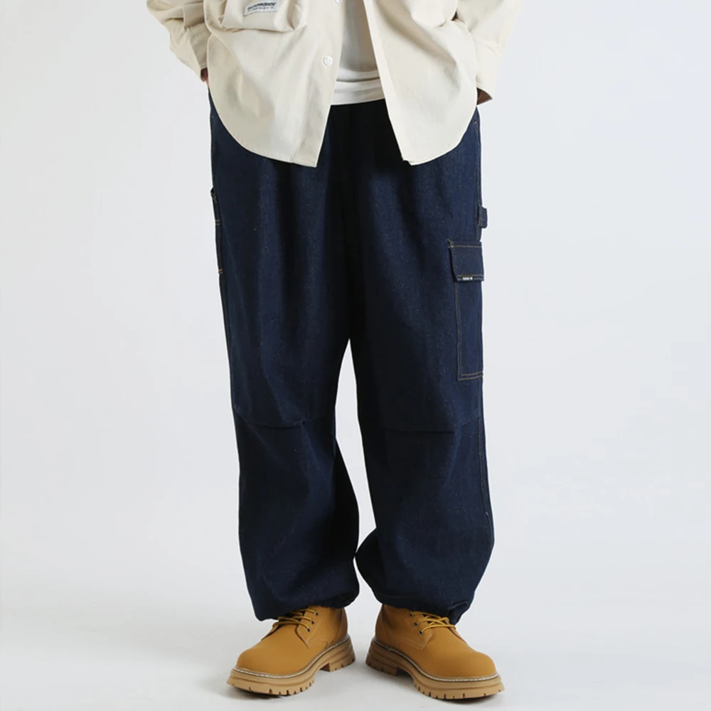 Men's Jeans New Japanese Loose Cargo Pants Fashion Trend Wide Leg Pants for Men Streetwear Baggy Pants Full Length Trousers