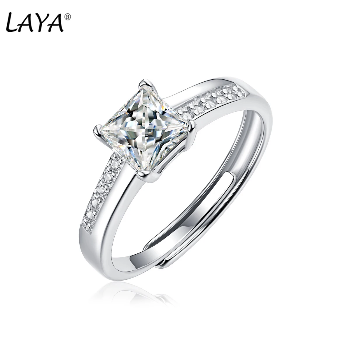 

LAYA 925 Sterling Silver 1CT Moissanite Engagement Ring Asscher Cut Diamond Wedding Band Pass Diamond Test Jewelry 2022 Trend