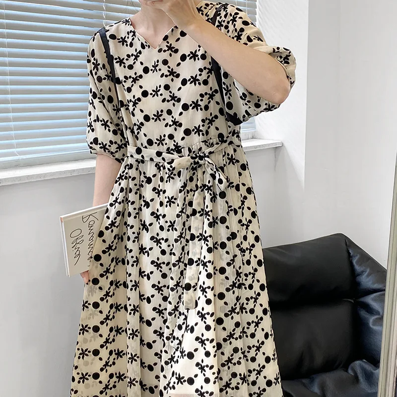 

Платье Taochuan с цветочным принтом и рукавом-фонариком, лето 2023