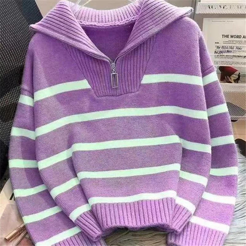 

Additive, 23889 no. 3 in 10 】 【 3 room not make stripes zippers turtleneck sweater [1778] 40