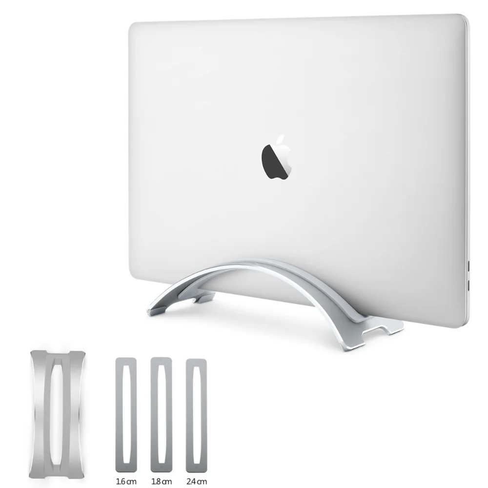 

Aluminum Space-saving Laptop Vertical Stand Storage Desktop Erected Holder for MacBook Pro Air Retina Notebook 3 Size Silica Gel