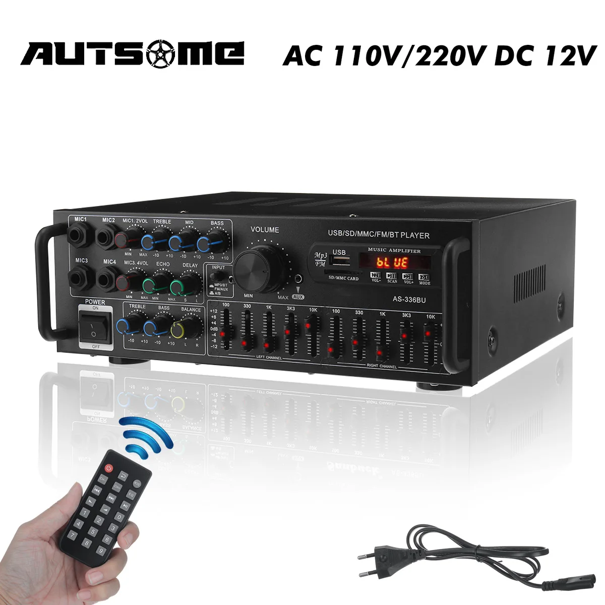 2500 Вт bluetooth 2-канальный усилитель мощности HiFi стерео динамик с поддержкой FM-радио 2