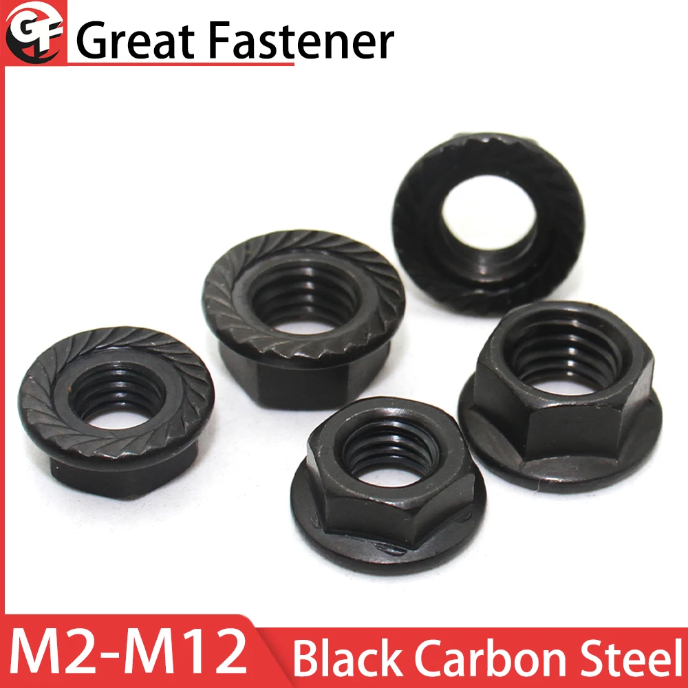 

Черная углеродистая сталь 5/10/25/55 шт. M3 M4 M5 M6 M8 M10 M12 Зубчатая стопорная гайка с шестигранной головкой