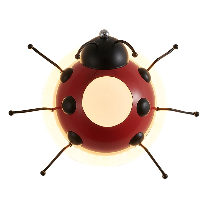 

Cartoon ladybug dimming wall lamps bedroom kids room lamp bedside Nordic eye protection study LED decorative wall sconces lights