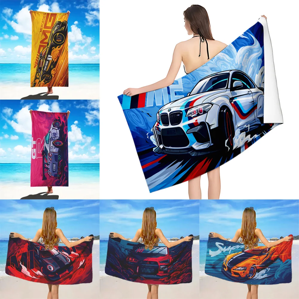 Rally Sports Racing Car Speed Drift GTR Race Beach Towel Microfiber Sand Free Soft Sandproof Pool Towels for Women hower