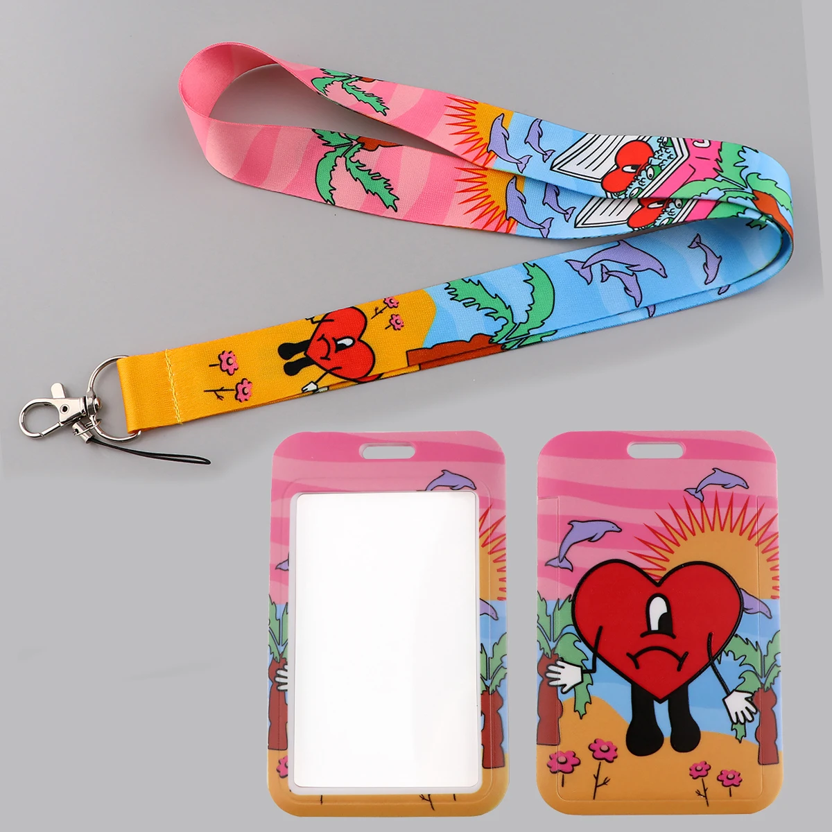 

Red Hearts Cute Lanyard for Keys Badge Holder ID Credit Card Pass Hang Rope Lariat Mobile Phone Charm Keychain Accessories