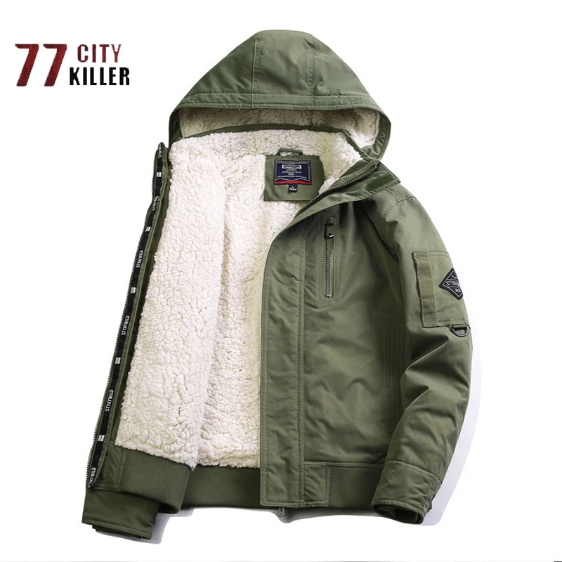 

Winter Fleece Thermal Men's Parka Cashmere Thickened Workwear Jacket Men's Outdoor Skiing Climbing Windproof Coats Chaquetas