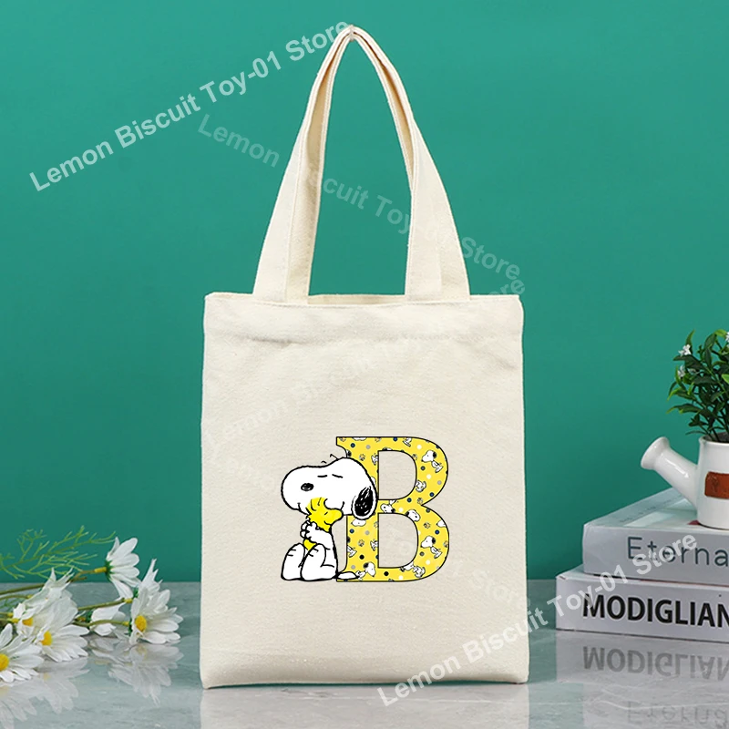 Snoopys Холщовая сумка-шоппер с мультяшным буквенным принтом женская сумка