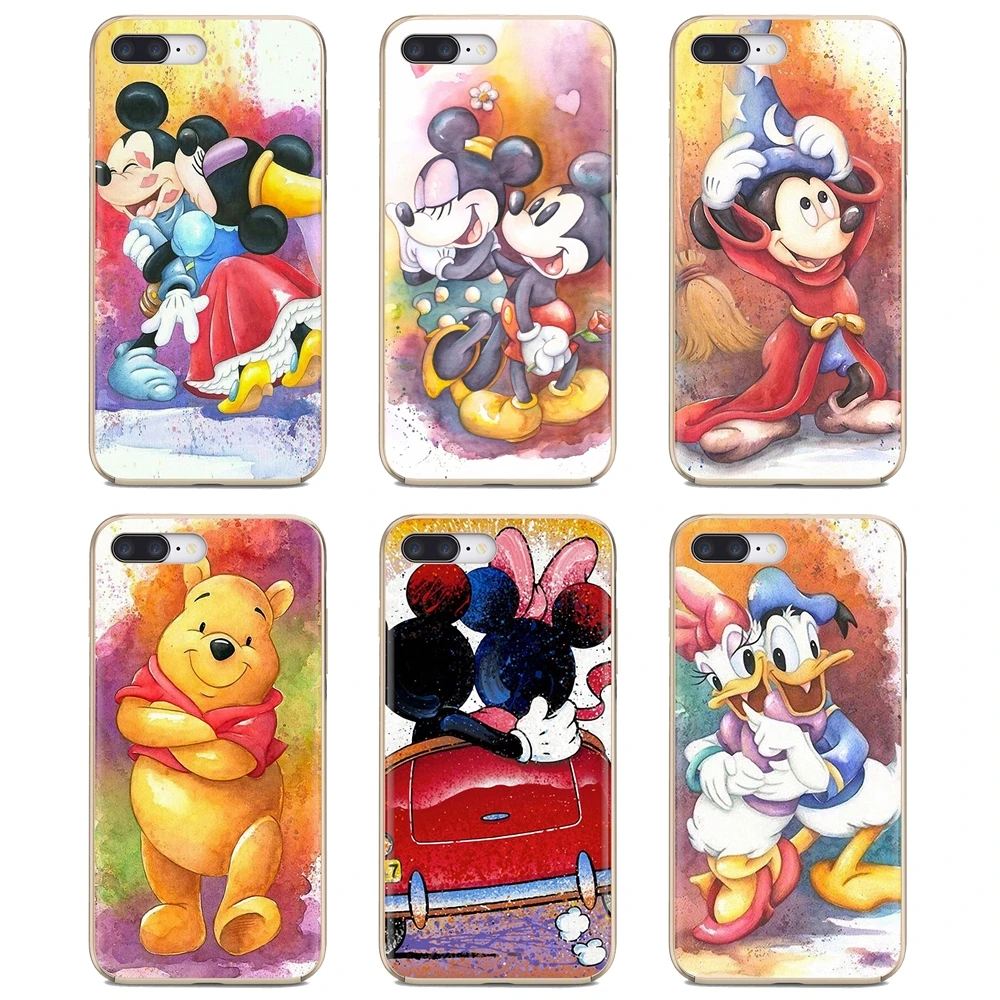 

For iPhone 10 11 12 13 Mini Pro 4S 5S SE 5C 6 6S 7 8 X XR XS Plus Max 2020 Soft Cover colorful watercolor lovely Mickey Minnie