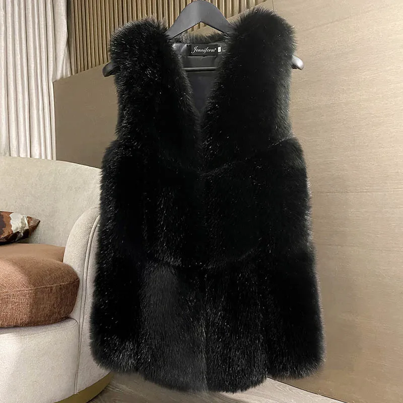 Hairy Coat Woman Faux Fox Fur Shawl European American Autumn Winter Fashion Luxury Warm Furry Synthetic Elegant Vests Free Ship
