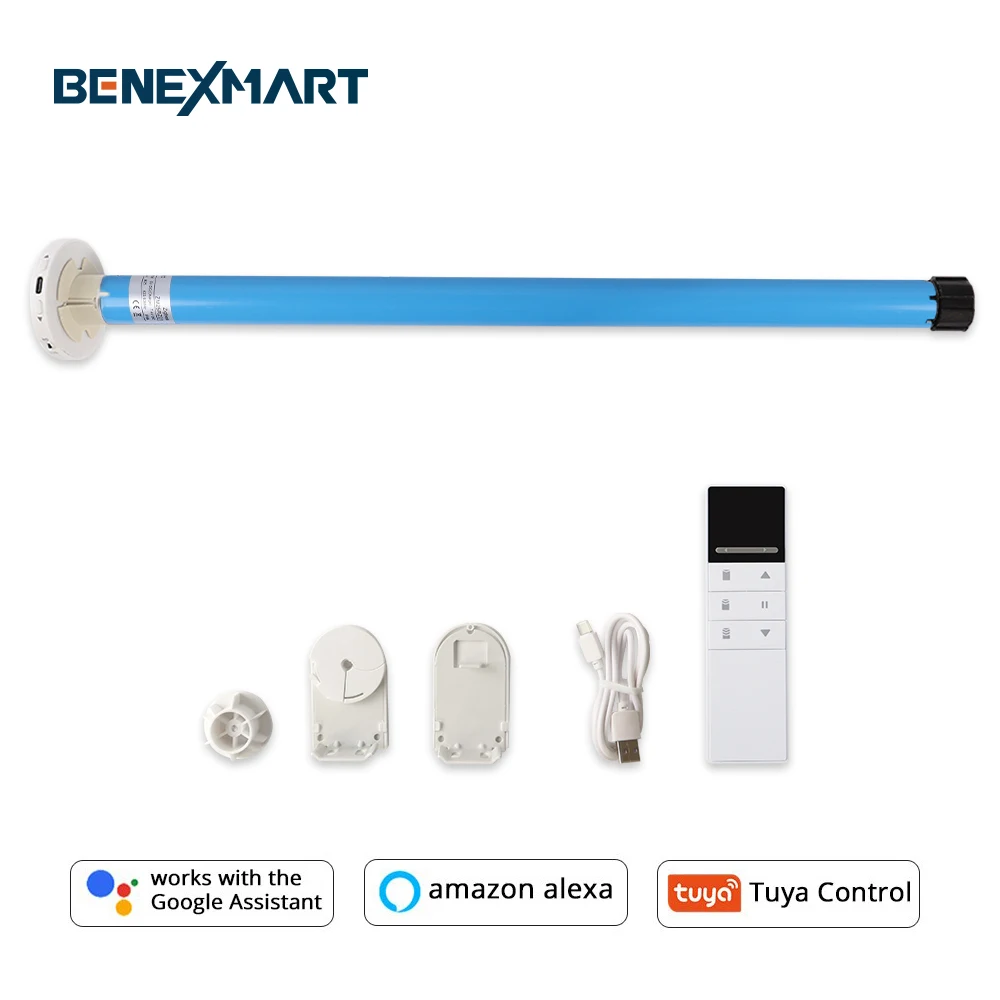 

Benexmart Tuya умный Zigbee электрический двигатель, роликовый шторный двигатель, встроенный аккумулятор для 30 мм трубки, Alexa Google Home управление