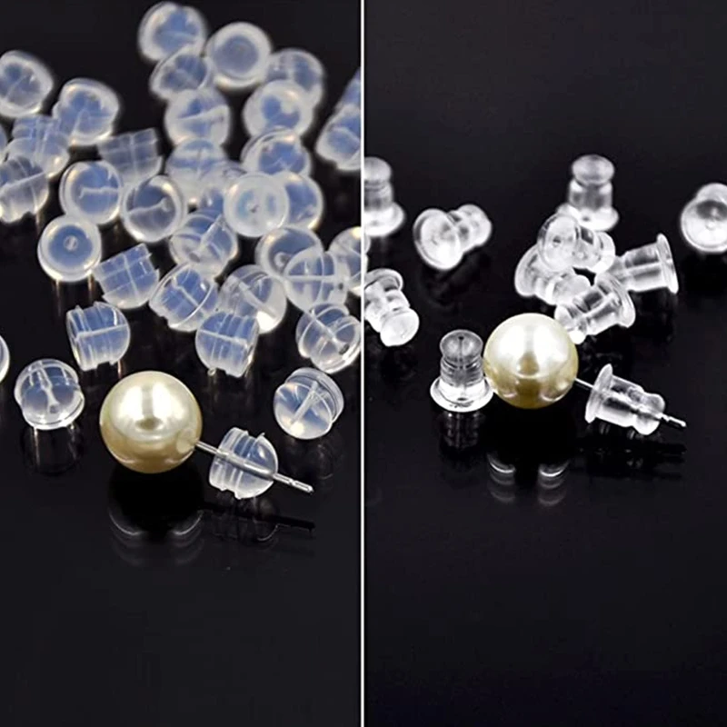 

95AB 600PCS Earring Stopper 6 Different Shapes Soft Earring Backs Replacements Bullet Earring Clutch Silicone Clear Earring