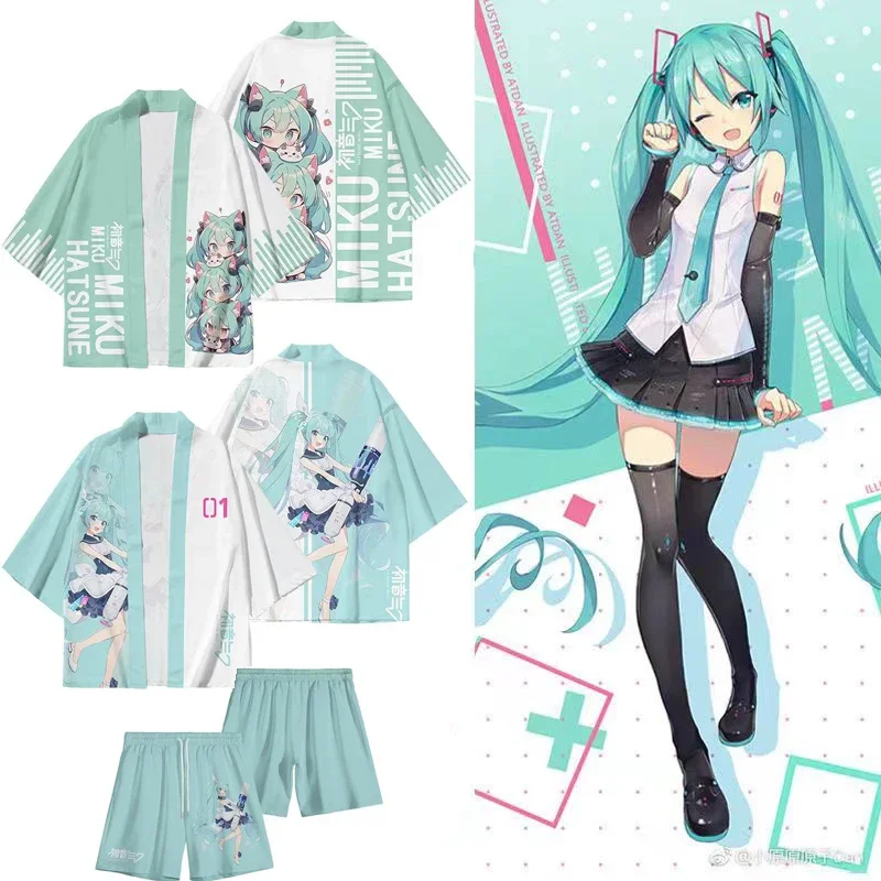 Новый оригинальный кимоно Мику юката кардиган хаори для мужчин и женщин аниме