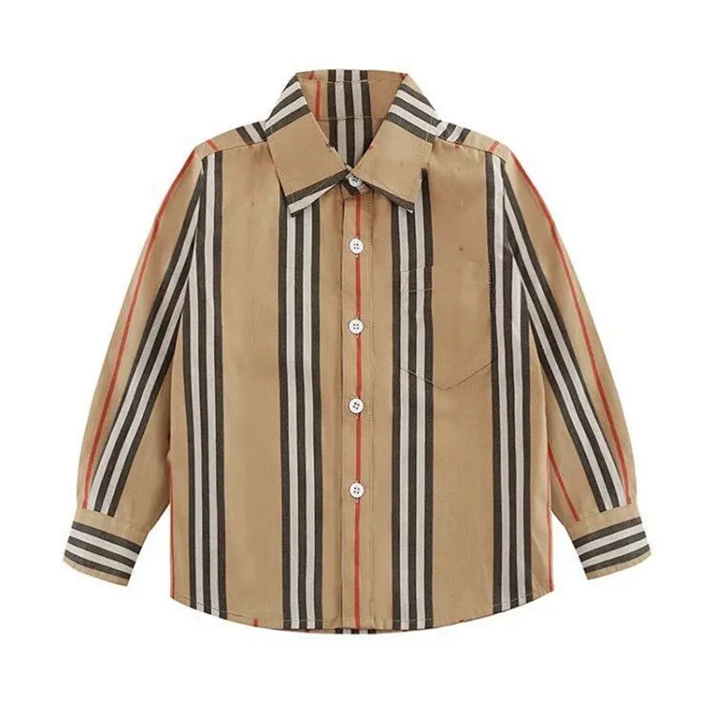 

Boy'S Shirt 2022 Autumn New Style Stripes Fold-down Collar Long Sleeve Children's Shirt Pure Cotton Boy Clothes Children
