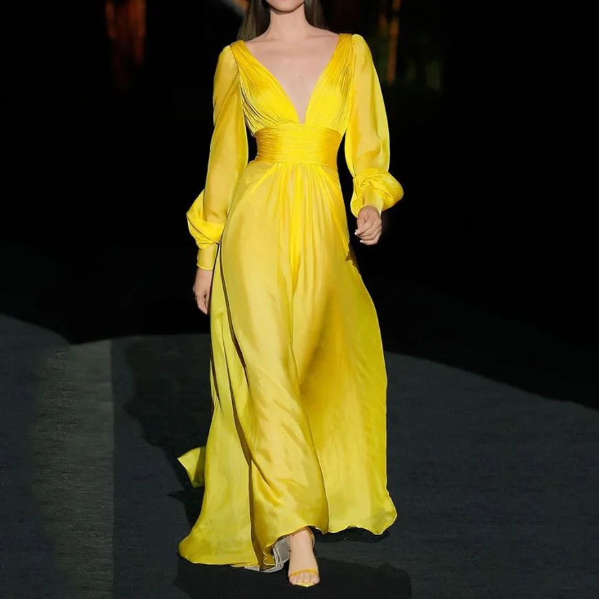 

2022 Sexy Deep V-neck Dress Casual Solid Color Dress