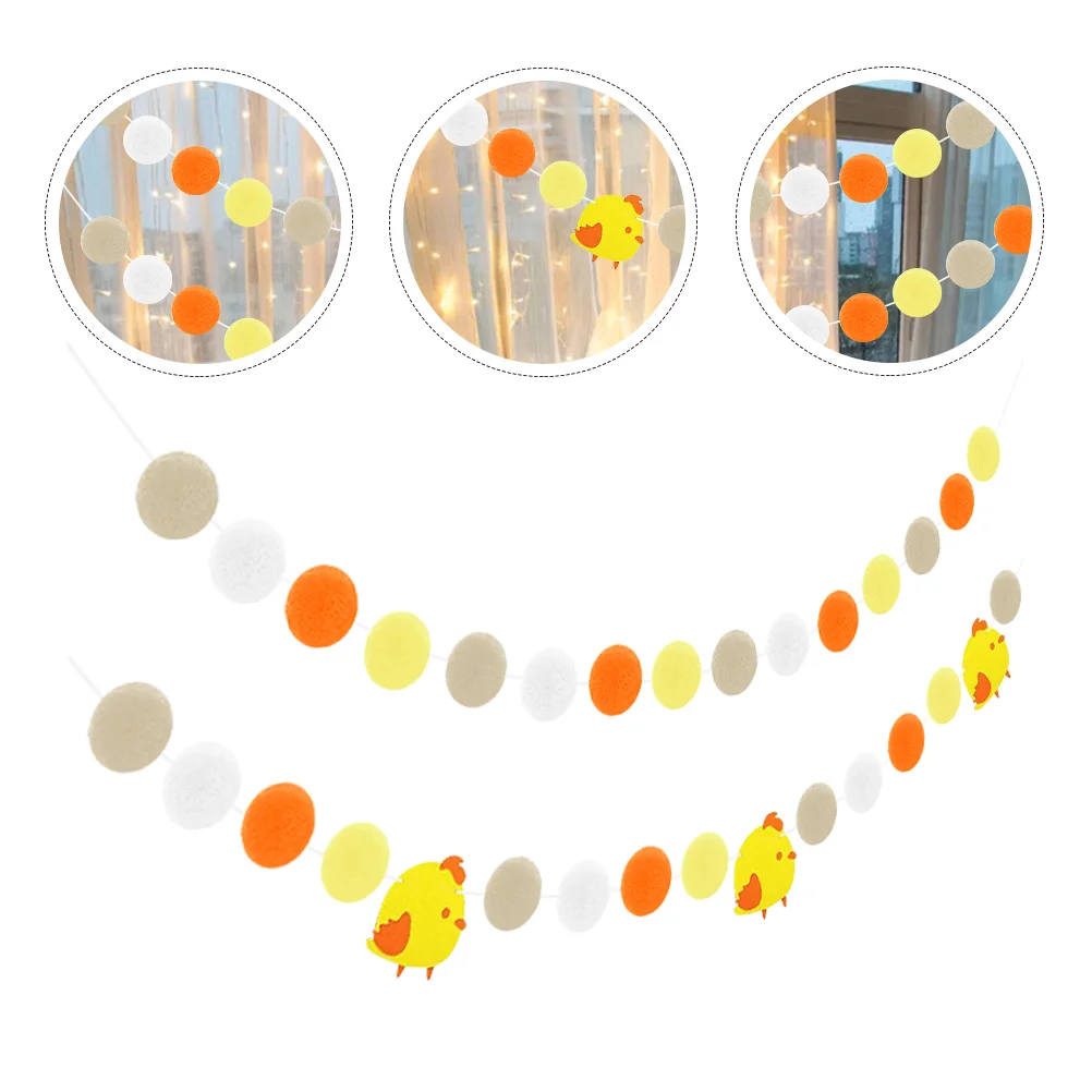 

2 Pcs Easter Party Banner Pendants Chicks Design Buntings Creative Easter Decors