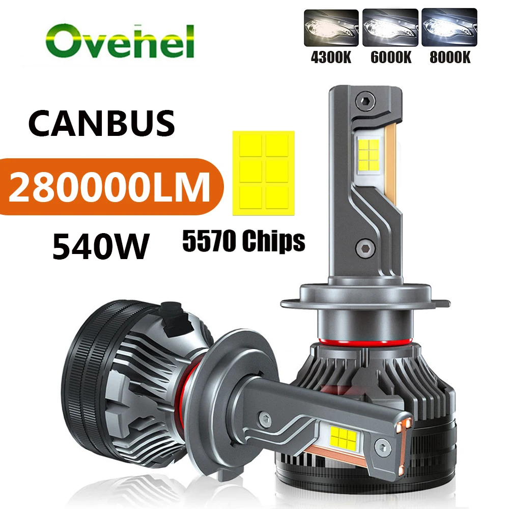 Светодиодная лампа OVEHEL H7 H4 H11 540 лм 9005 Вт 3 медные трубки светодиодные лампы для автомобиля H1 HB3 9006 HB4 6000K K5C K5F 12 В лампа для фар