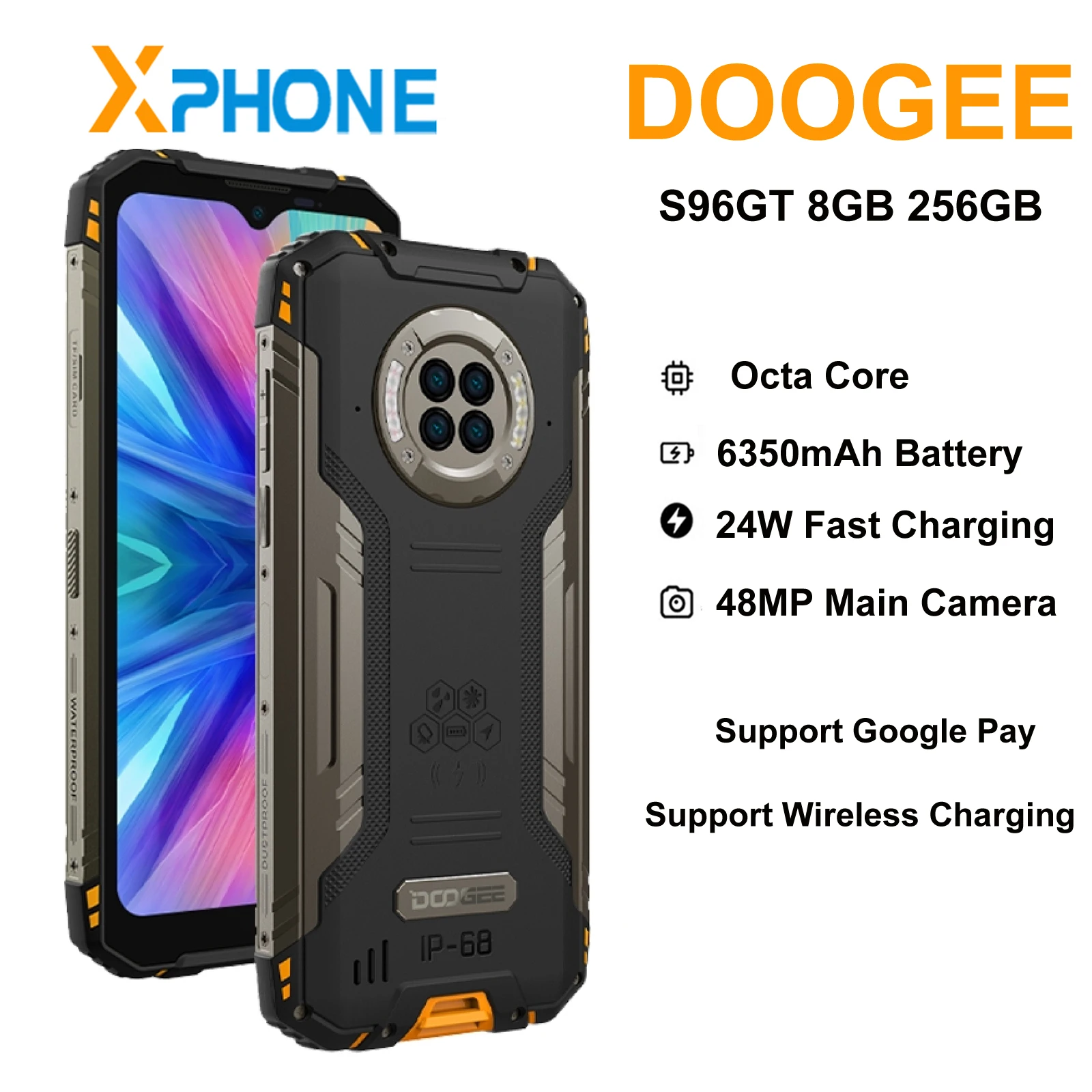 DOOGEE S96 GT 8 Гб 256 ГБ 6350 мАч 6 22 &quotAndroid 12 S96GT Helio G95 Восьмиядерный 4G мобильный телефон