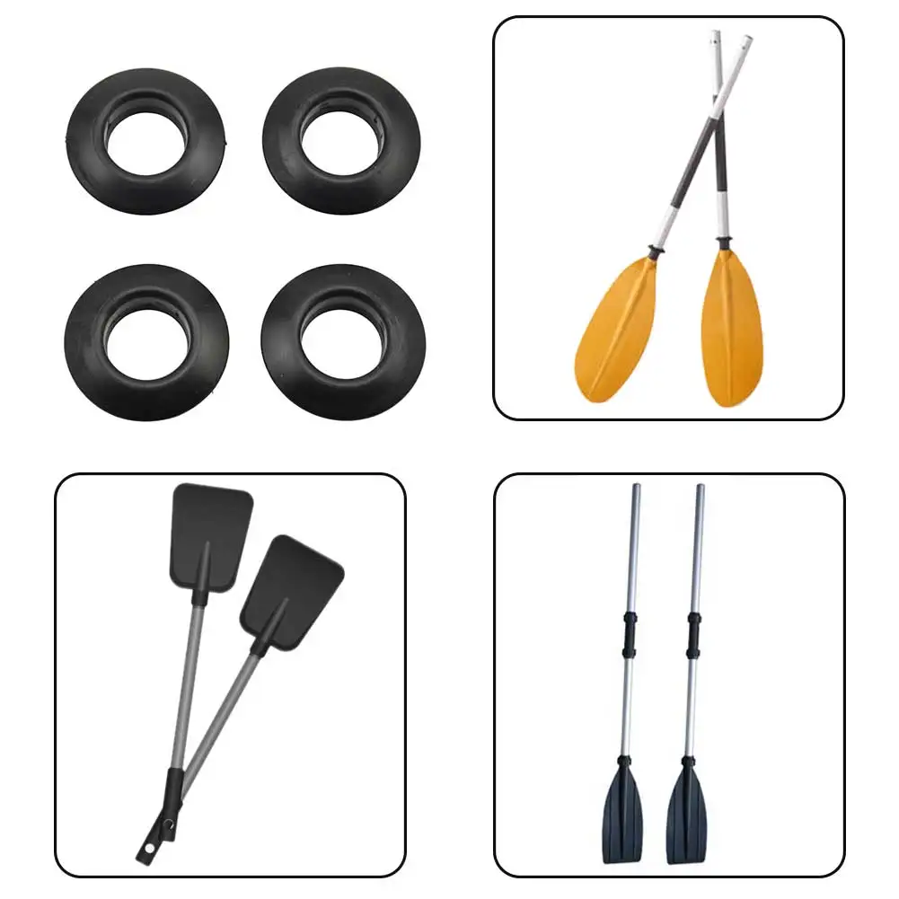 

4pcs Practical Splash Guards Oar Heavy Duty Durable Easy Install Universal Rubber Paddle Drip Ring Raft Kayak Canoe Water Sports