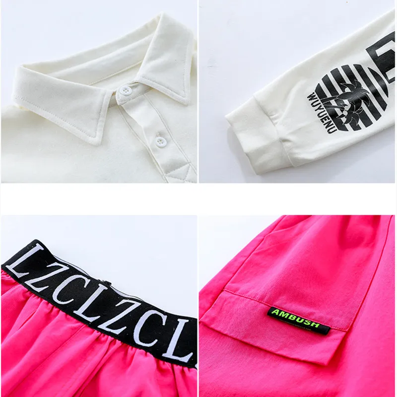 Укороченный топ для девочек в стиле хип-хоп розовые джоггеры Детская толстовка