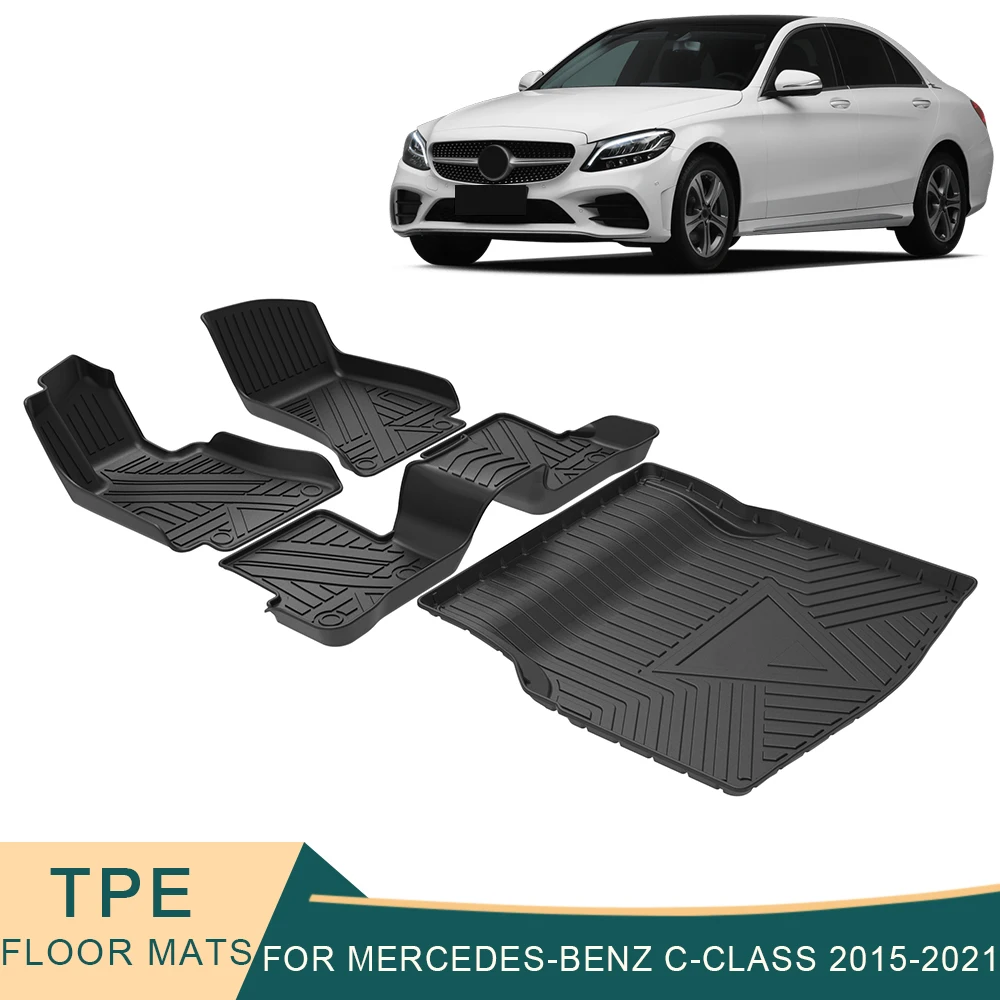 

Автомобильные коврики для Mercedes-Benz C-Class W205 2015-2021, коврики для ног из ТПЭ для любой погоды, водонепроницаемые коврики для подноса, аксессуары д...