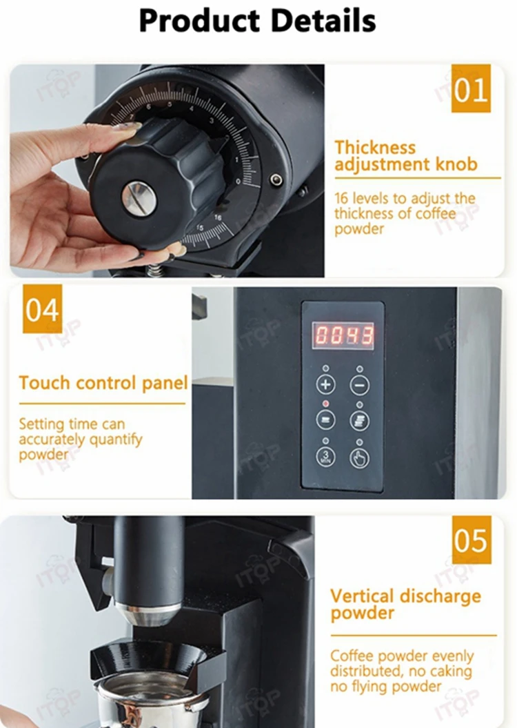 ITOP C98Pro электрическая количественная кофемолка 98 мм титановая плоская/призрачная