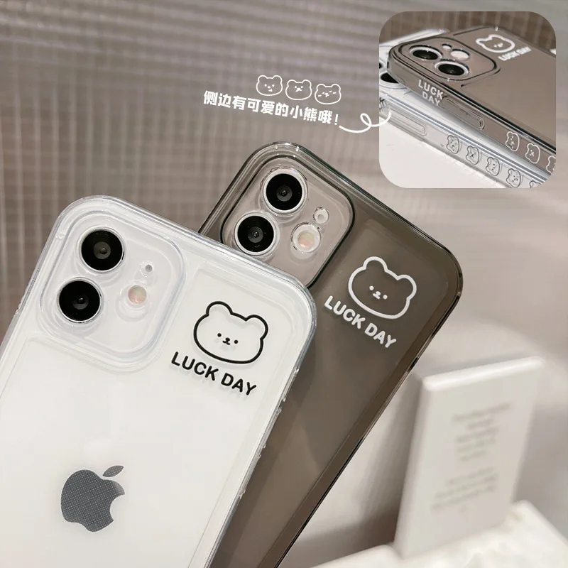 

Side simple pen, line bear Phone Case For iphone 14 13 12 11 Pro Max X XR XSMAX 7 8 Plus SE TPU Case Cover new products