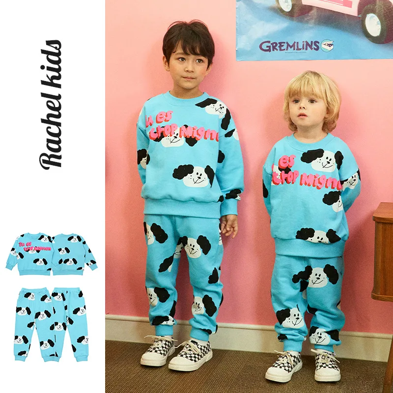 

Children's Clothings Sweaters Suit 2022 Spring New Boy's Girls Cartoon Dog Printed Sweatshirts Pants Kids Clothes Outwear Outfit