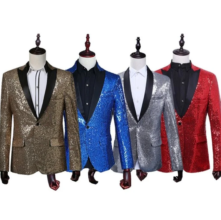 

New Men Wedding Suit Formal Fashion Slim Fit Business Dress Suits Blazer Brand Party Masculino stage performance Sequins Clothes