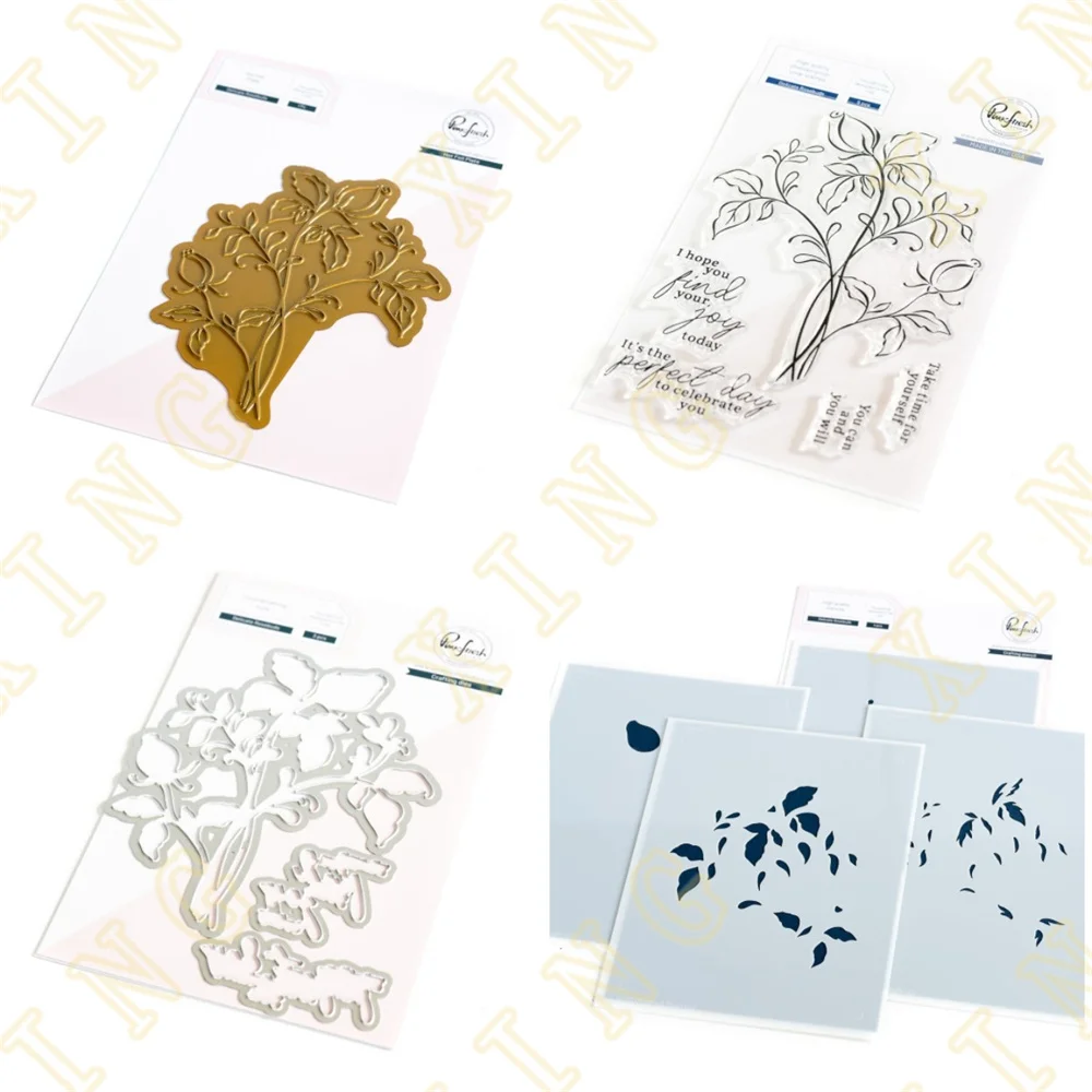 

Delicate Rosebuds Metal Cutting Dies Stamps Stencil Hot Foil Scrapbook Decoration Embossing Template DIY Greeting Card Handmade
