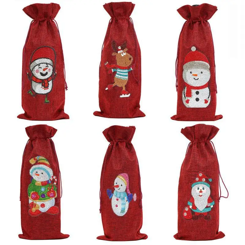 

Алмазная живопись, искусственная картина 5D, рождественские Мультяшные узоры, Алмазная мозаика особой формы, украшение для бутылки, подароч...