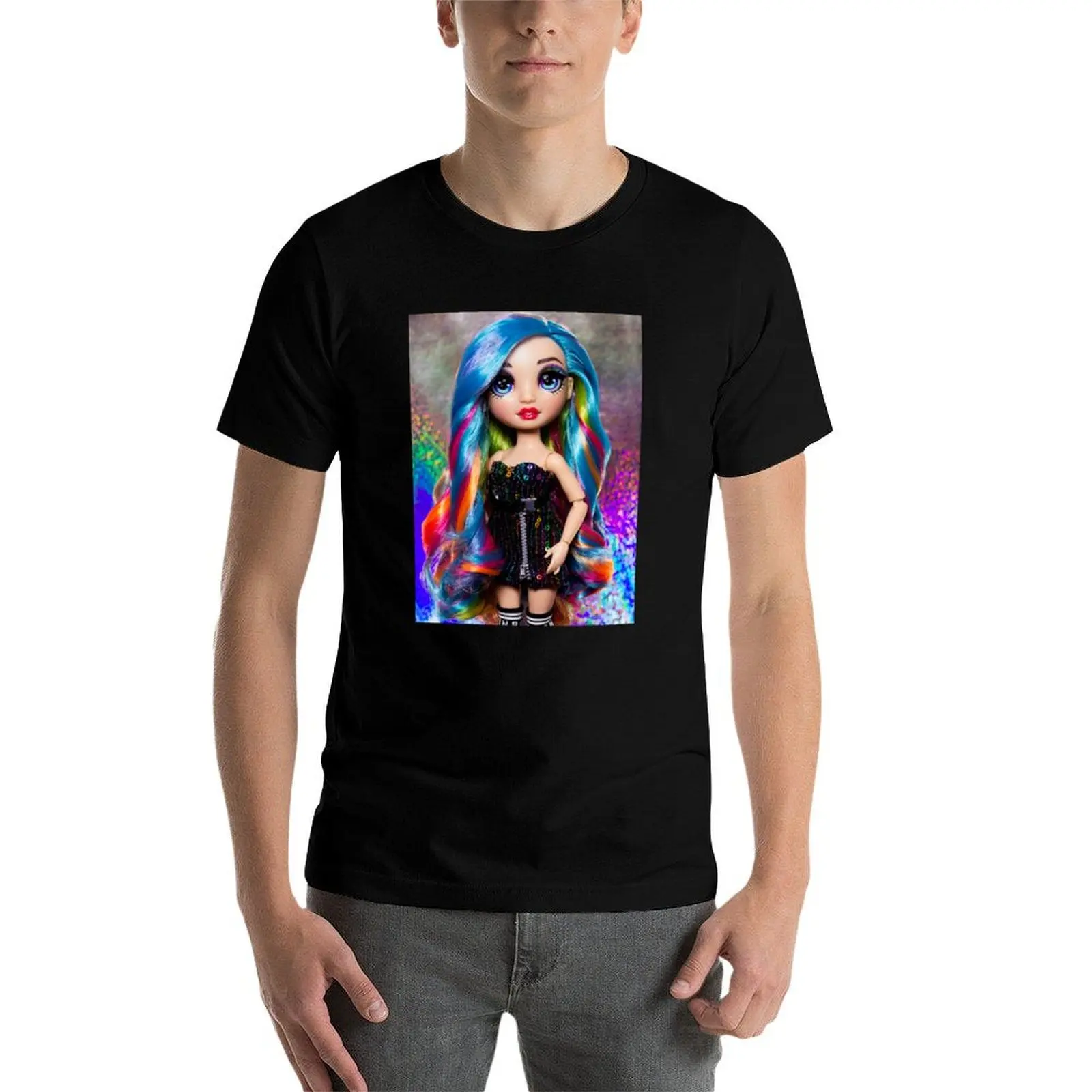 Фото Футболка Rainbow Amaya Rainbow High Doll, хлопковая футболка для мужчин, мужская футболка из 100% хлопка, мужская футболка из плотного хлопка №3