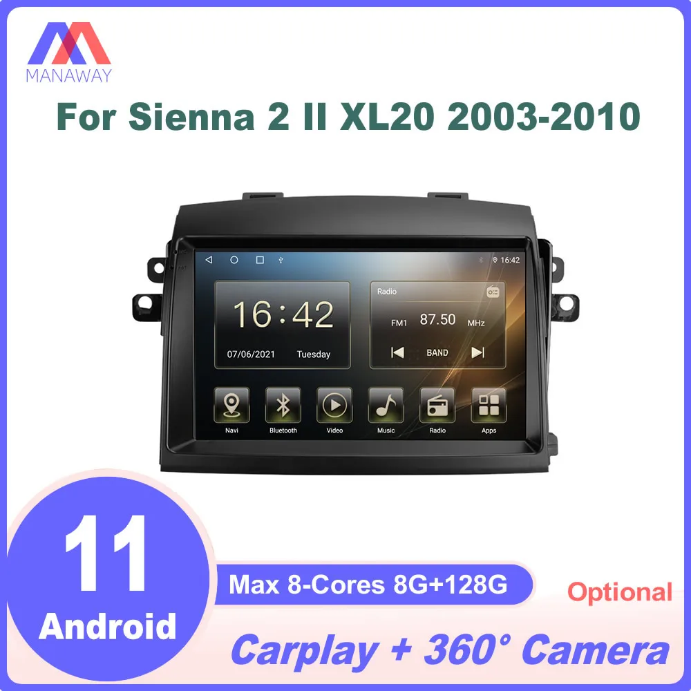 

Android DSP CarPlay Car Radio Stereo Multimedia Video Player Navigation GPS For Toyota Sienna 2 II XL20 2003-2010 2 Din DVD