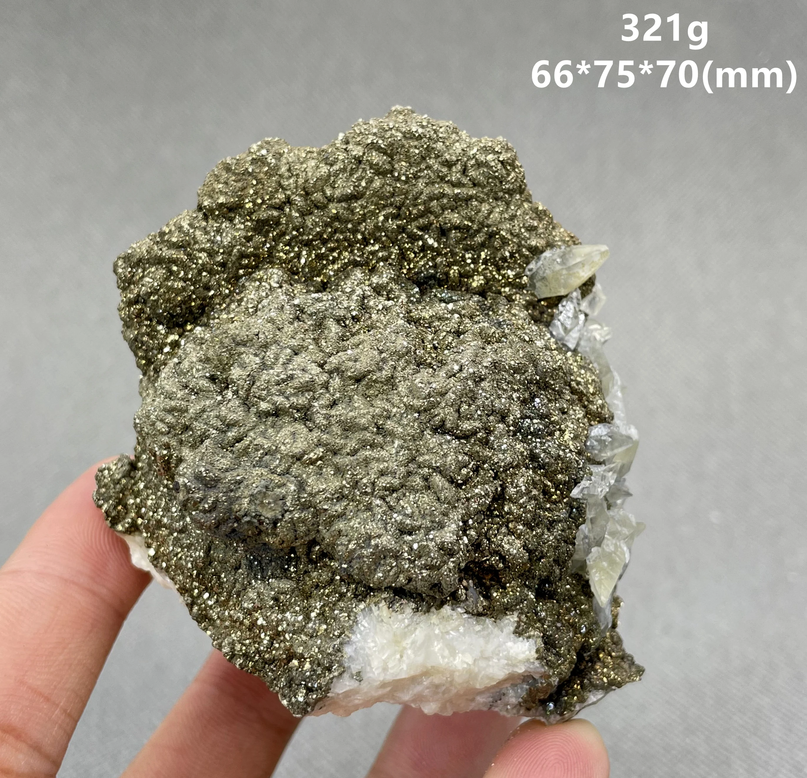 

NEW! 321g natural pyrite and fluorescent calcite symbiotic mineral specimen stones and crystals healing crystals quartz
