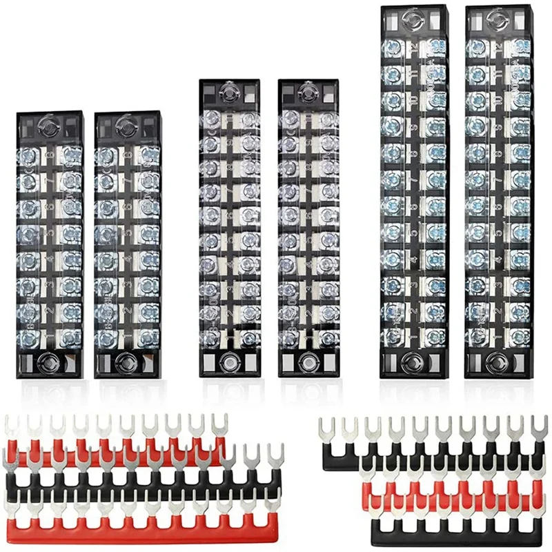 

Hot Screw Terminal Strip, 6Pcs Double Row 8/10/12 Position Screw Terminal Strip 600V 15A + 6Pcs Terminal Block Strip Barrier