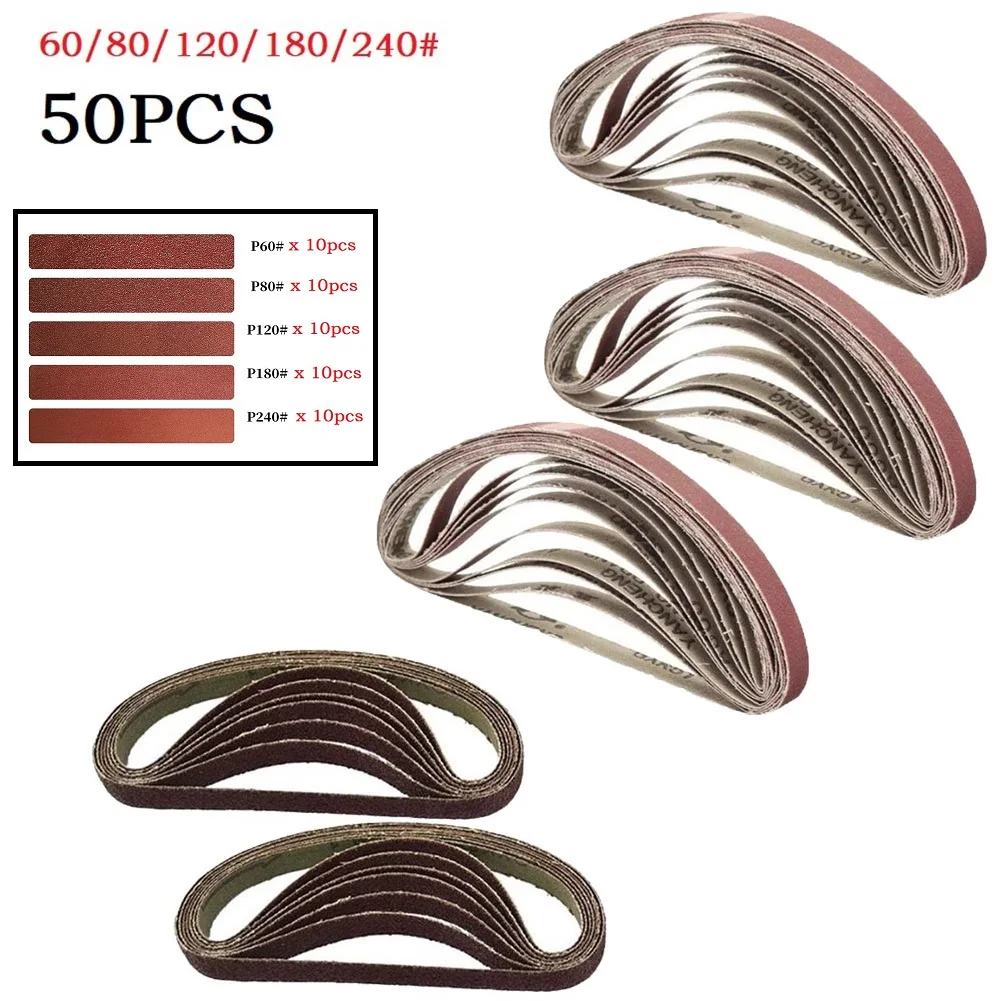 50pcs 330×10mm 60-240Grit Zircon Corundum Abrasive Sanding Belts Polishing Sander For Polishing Furniture Wood Power Tools