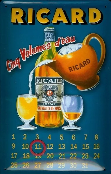 

Ricard Pastis Calendar Metal Tin Sign room decoration