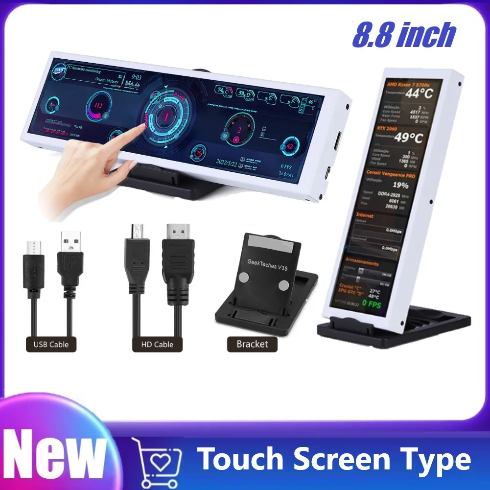 

8.8inch Computer Temperature Monitoring CPU GPU SSD Long Strip Computer Monitor Refrigerator Coffee Machine Household Appliances