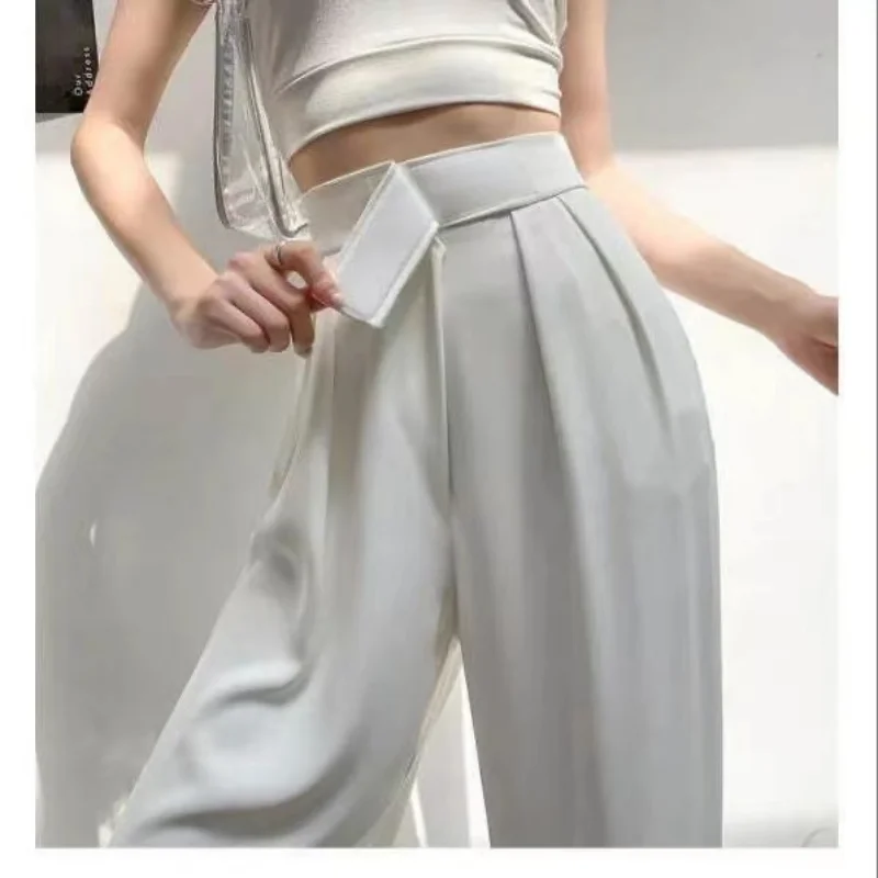 

Casual High Waist Loose Wide Leg Pants Women Spring Autumn New Female Gray Black Suit Pants Ladies Streetwear Long Trousers