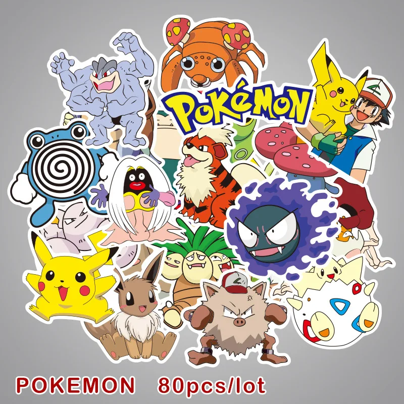 

80pcs / 81pcs Pokemon Stickers Trolley Case Guitar Skateboard Stickers Pikachu Anime Stickers Laptop Skin Cute Sticker Pack