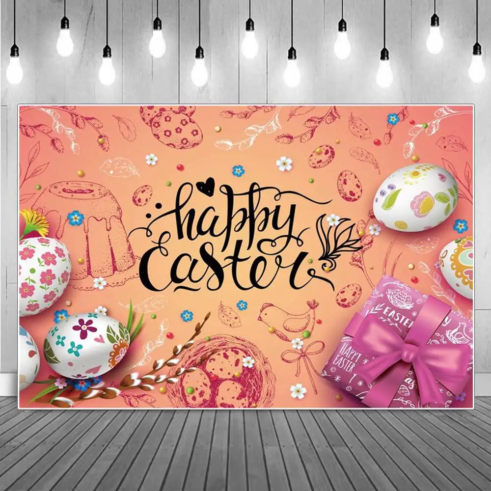 

Spring Easter Photography Backdrops Gifts Eggs Pattern Wall Custom Baby Party Decoration Photocall Photo Booth Backgrounds Props