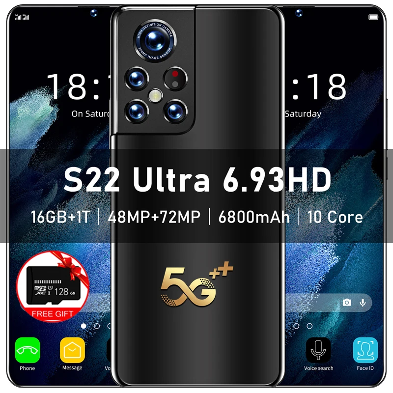

Global Version HD 6.93 Inch Smartphone S22 Ultra 4G5G 6800mAh 16GB 1T Android12 Mobile Phone Dual SIM Face ID Unlocked Cellphone