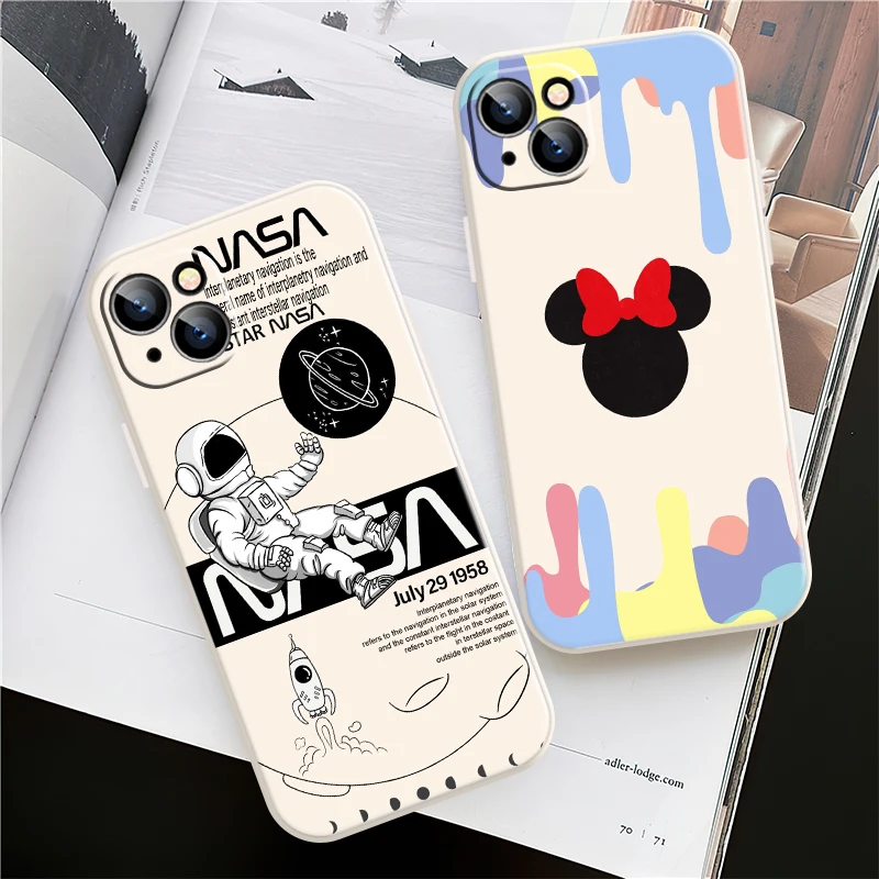 

Phone Case For iPhone 11 12 13 Pro MAX X XR XS MAX 6 7 8 Plus SE 2020 13 12 Mini Carcasa Back Cover MIQI Mouse Astronaut Soft