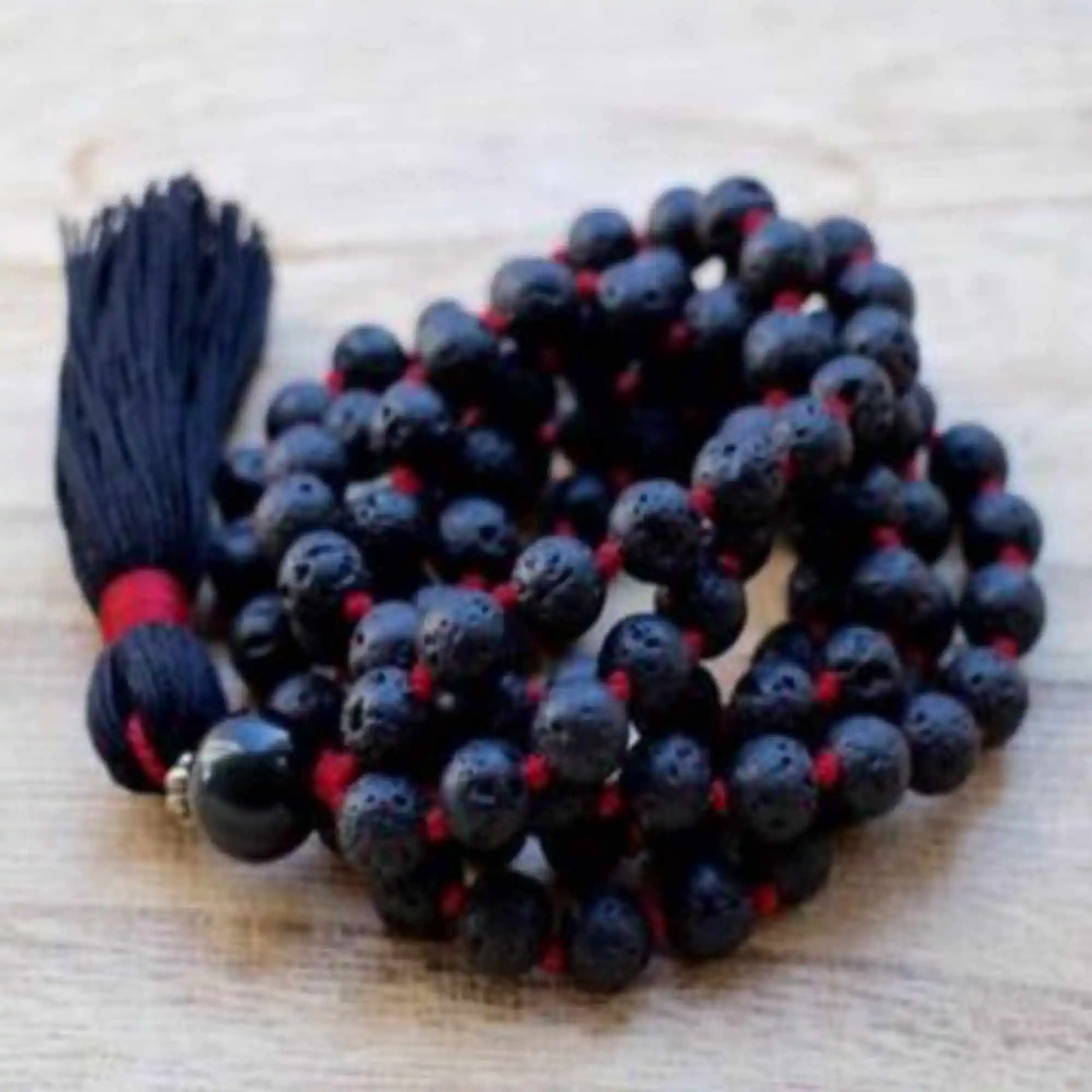 

8mm Natural 108 knot black lava gemstone beads tassels necklace Jewelry Natural Healing Women Gift Pendants Energy Jewellery