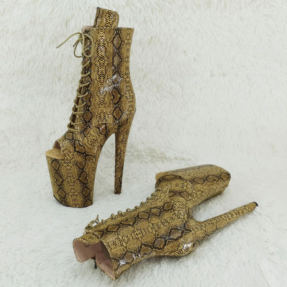 Leecabe  23CM/9inches  Snake  upper Open Toe Sexy boots  High Heels Platform Pole Dance shoes
