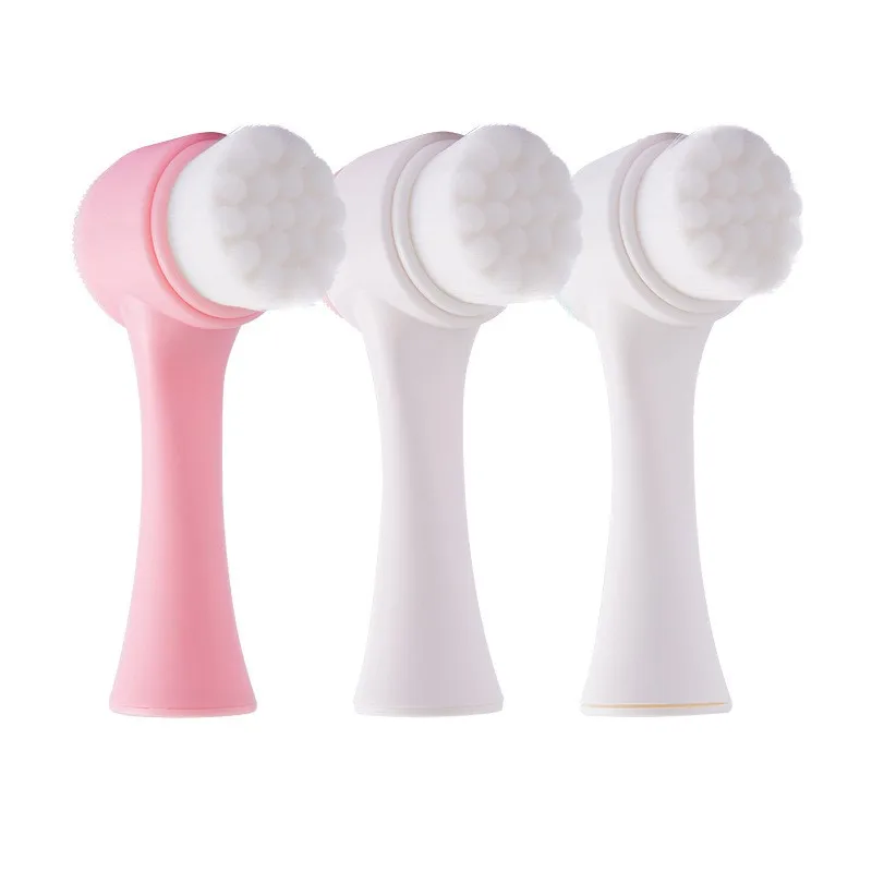 

3D Double-sided Face Wash Brush Soft Hair Silicone Face Washers Home Manual Deep Clean