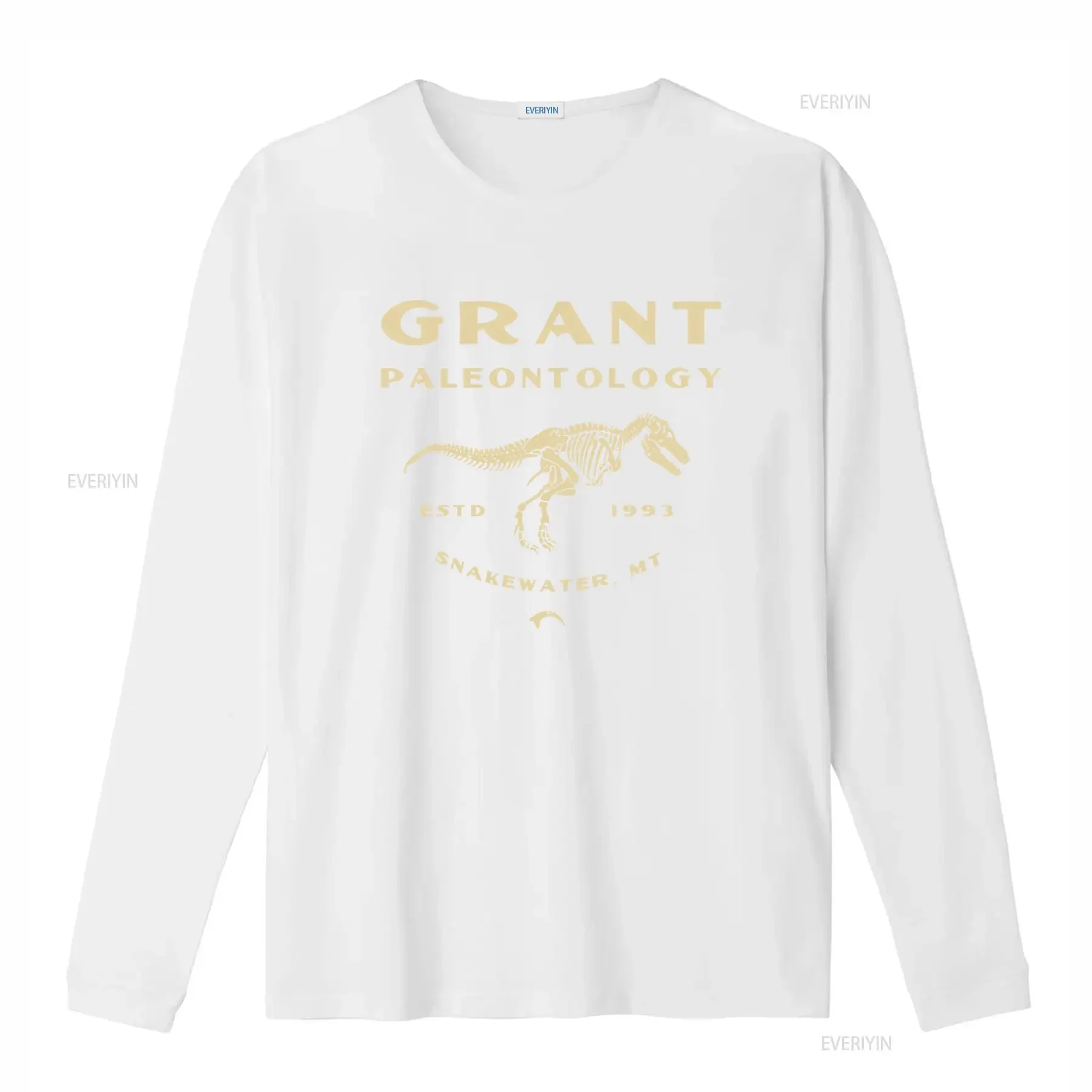 Фото Винтажная футболка Grant Paleontology с принтом скелета динозавра, 1993 Estd Snakewater MT, с эффектом потертости, дизайнерская одежда №4